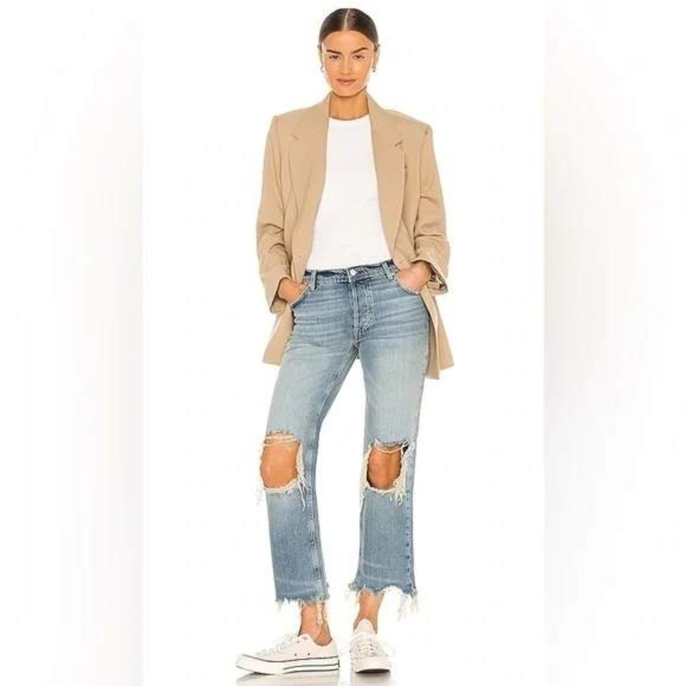 We The Free People‎ Maggie Midrise Straight Leg Jean Sz 27 Button Fly Light Wash